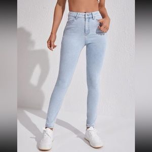 SHEIN High Waist Skinny Jeans (Light Wash, 6)